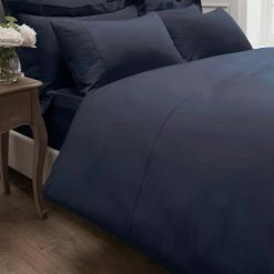 New 🤩 Dorma Dorma 300 Thread Count 100% Cotton Sateen Plain Navy Duvet Cover 👍 -Dorma Sales Store 1000171684 alt01