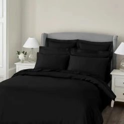 Hot Sale 🌟 Dorma Dorma 300 Thread Count 100% Cotton Sateen Plain Black Duvet Cover 🛒