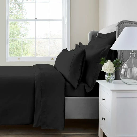 Hot Sale 🌟 Dorma Dorma 300 Thread Count 100% Cotton Sateen Plain Black Duvet Cover 🛒 2 Hot Sale 🌟 Dorma Dorma 300 Thread Count 100% Cotton Sateen Plain Black Duvet Cover 🛒 - Image 2