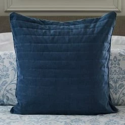 Outlet 😍 Dorma Dorma Remington Cotton Velvet Blue Continental Square Pillowcase 🎉