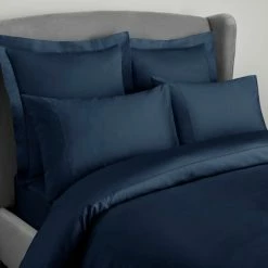 New 🤩 Dorma Dorma 300 Thread Count 100% Cotton Sateen Plain Navy Duvet Cover 👍 -Dorma Sales Store 30708357 alt02