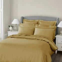 Hot Sale 👍 Dorma Dorma 300 Thread Count 100% Cotton Sateen Plain Ochre Duvet Cover 💯