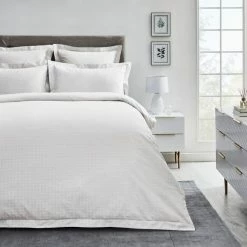 Best Pirce โ Dorma Purity Dorma Purity Marlia White Cotton Jacquard Duvet Cover and Pillowcase Set ๐
