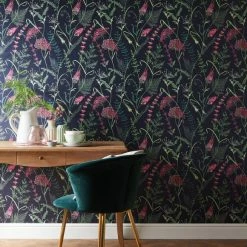 Discount 🎁 Dorma Dorma Winter Garden Navy Wallpaper 😍