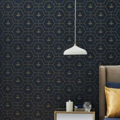 New ๐คฉ Dorma Dorma Heritage Bee Navy Wallpaper ๐ฏ