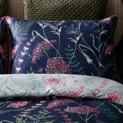 Discount 👍 Dorma Dorma Winter Garden Navy 100% Cotton Reversible Duvet Cover and Pillowcase Set 🎉 -Dorma Sales Store 30772808 alt05