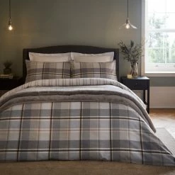 Outlet 🤩 Dorma Dorma Heritage Check 100% Brushed Cotton Duvet and Pillowcase Set 🎁 -Dorma Sales Store 30776065 alt04